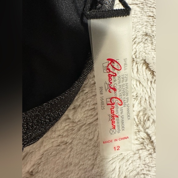 Robert Graham Black Metallic Shimmer Swim Bikini Bottom - Picture 4 of 6